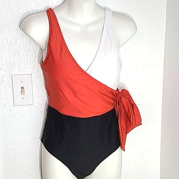 Cupshe- One-piece Bathing Suit with Tie-Sash on Side, Size Small,  NWOT - Picture 1 of 7